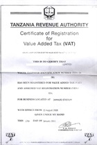 Value Added Tax Certificate (VAT)